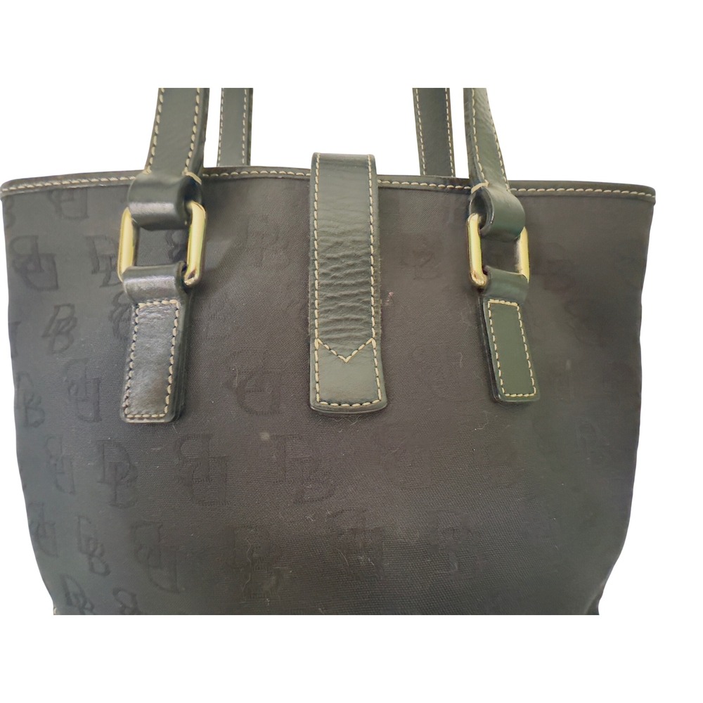 Dooney Bourke Black Signature Monogram Canvas Leather Trim Tote Bag - Picture 4 of 14